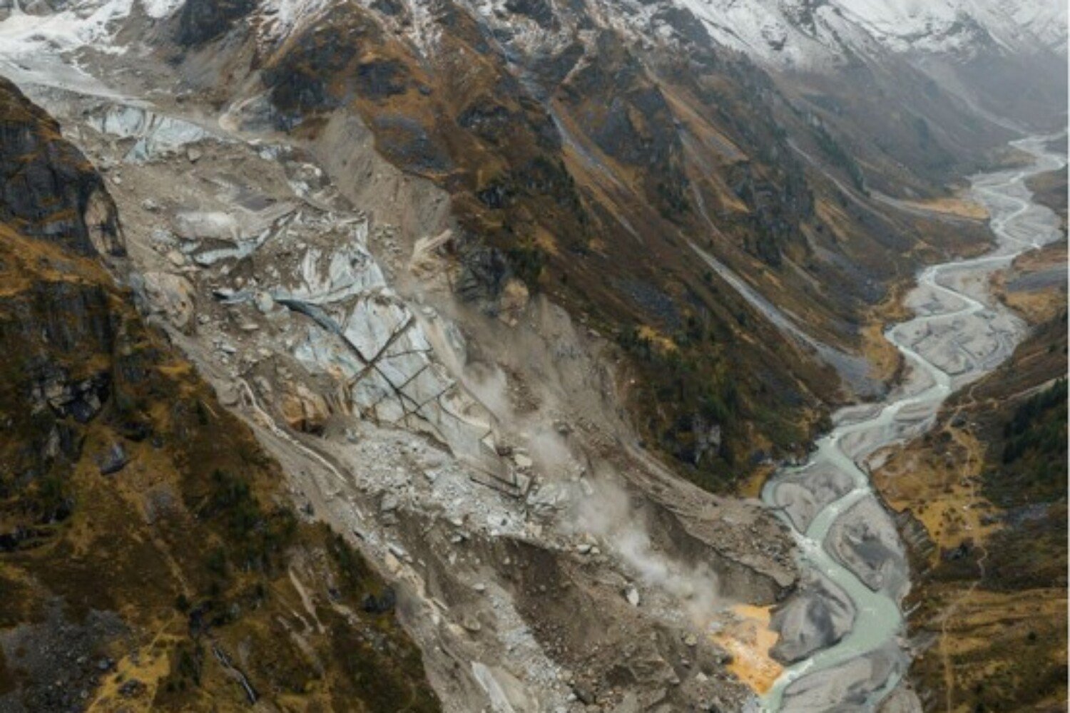 Desastre de Nepal 2026 – zona afectada por flujo de roca, hielo y sedimentos